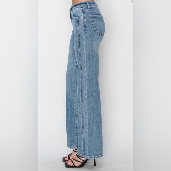 Stylish Blue Mid Rise Straight Leg Jeans for Women Plus Size NWT - Picture 3 of 6